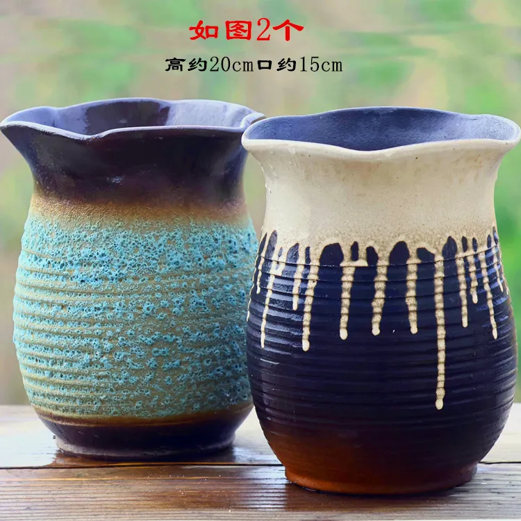 多肉花盆厂家直销高桩法师悬崖紫砂陶瓷粗陶切口创意透气植物陶罐