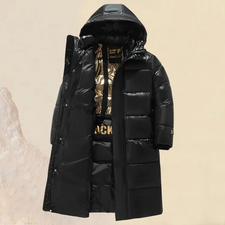 中长款黑金棉服情侣装秋冬季男女加厚保暖棉袄学生帅气潮流冬外套