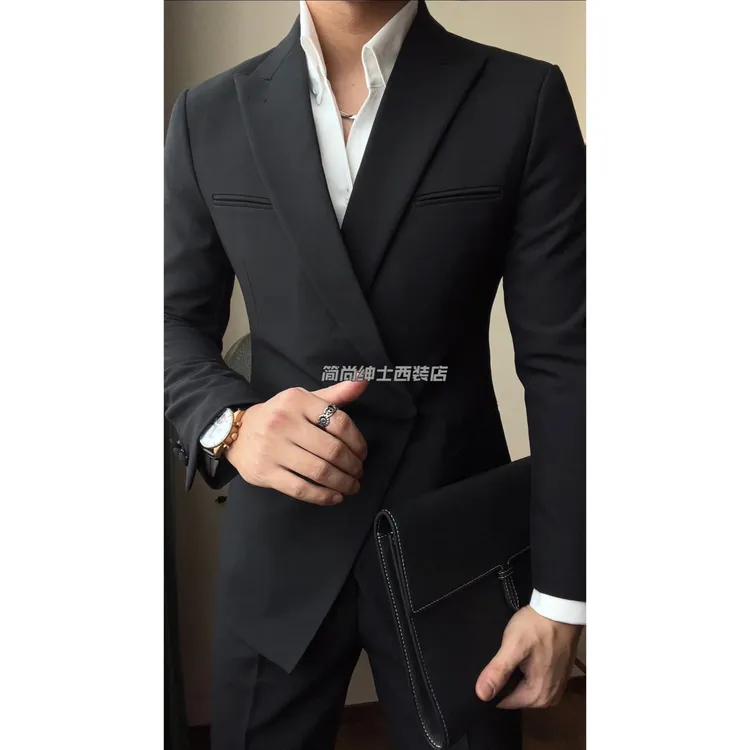 新款男士时尚气质潮流修身痞帅设计款西服套装-6120