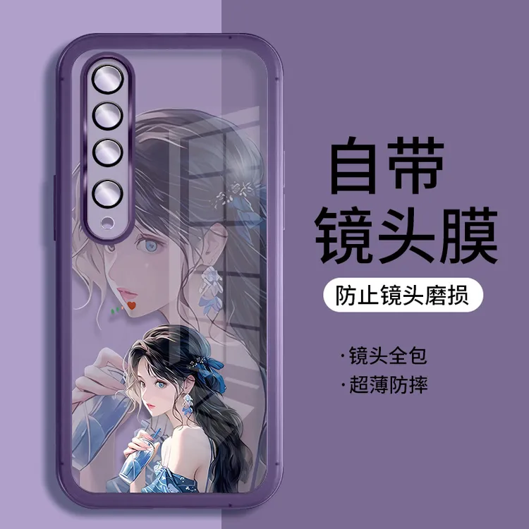 适用小米10透明硅胶手机壳软壳带镜头膜个性时尚潮牌防摔饮料女孩