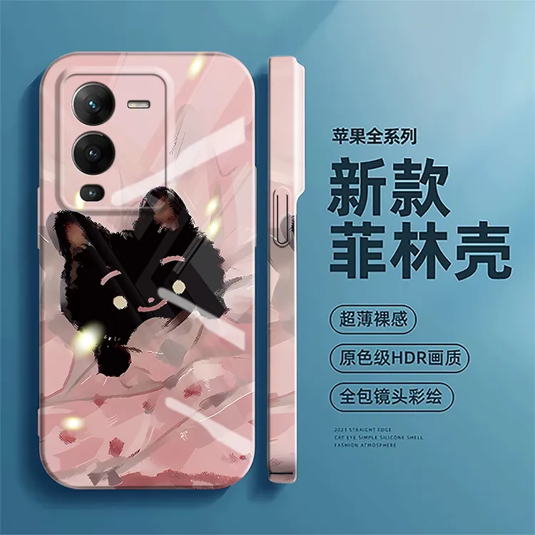 适用VIVOS15手机壳s15pro黑猫新款菲林壳网红潮情侣时尚卡通防摔