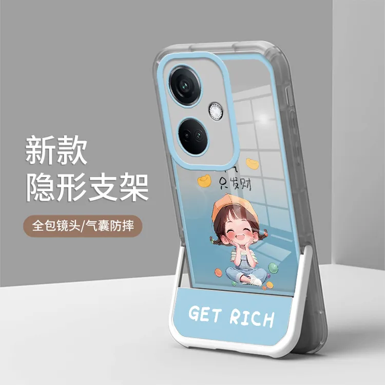 适用OPPOk11手机壳透明隐形支架保护套防摔个性时尚创意不发脾气