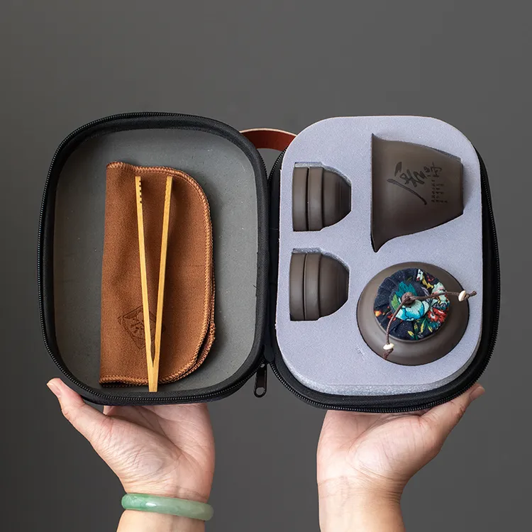 手抓壶紫砂旅行茶具套装整套便携式茶壶收纳包车载户外简约家用