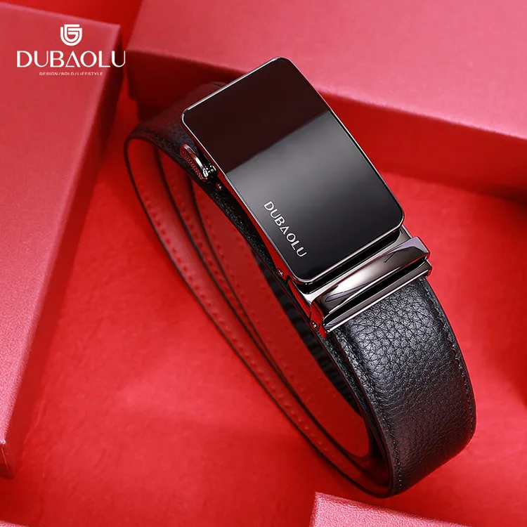 A001礼盒款男士自动扣真牛皮红皮带牛皮本命年腰带商务真皮裤腰带