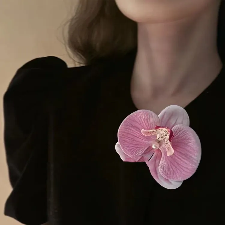 谁还没戴过蝴蝶兰/清冷质感发夹法式复古立体花朵侧边夹高级感