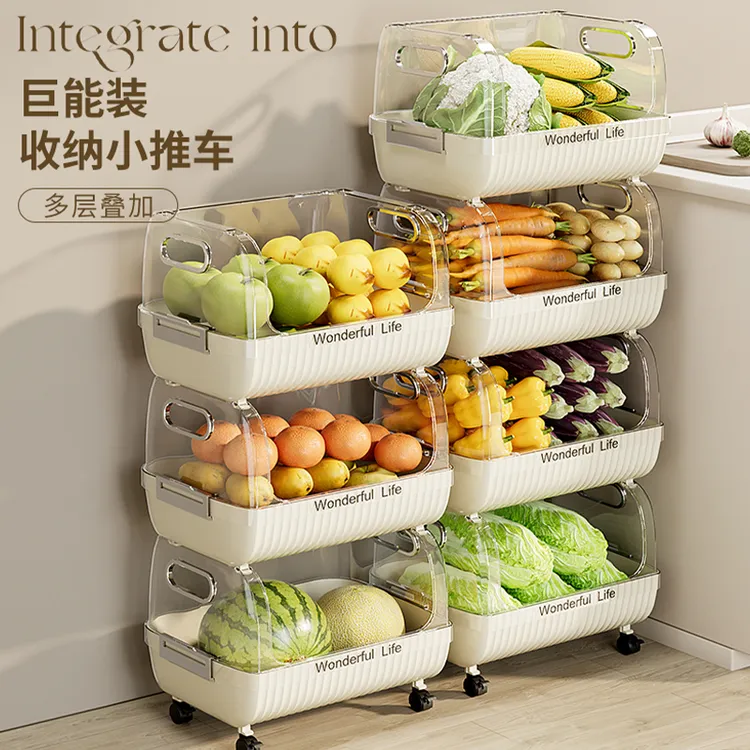 小推车置物架厨房收纳落地储物架家用可移动调料罐蔬菜水果菜篮子