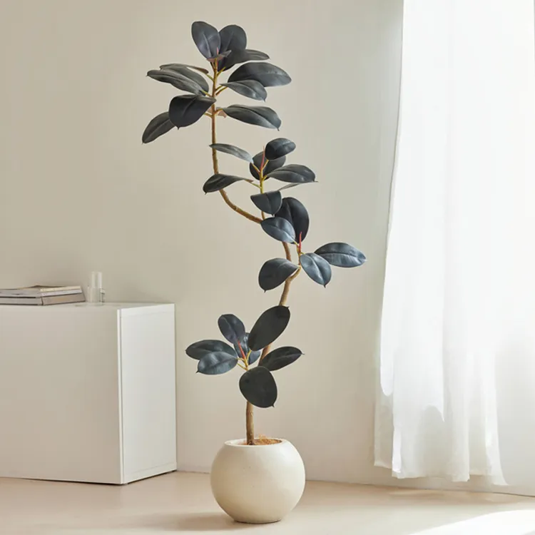 黑金刚橡皮树仿真绿植高端轻奢客厅摆件大型落地侘寂风仿生假植物