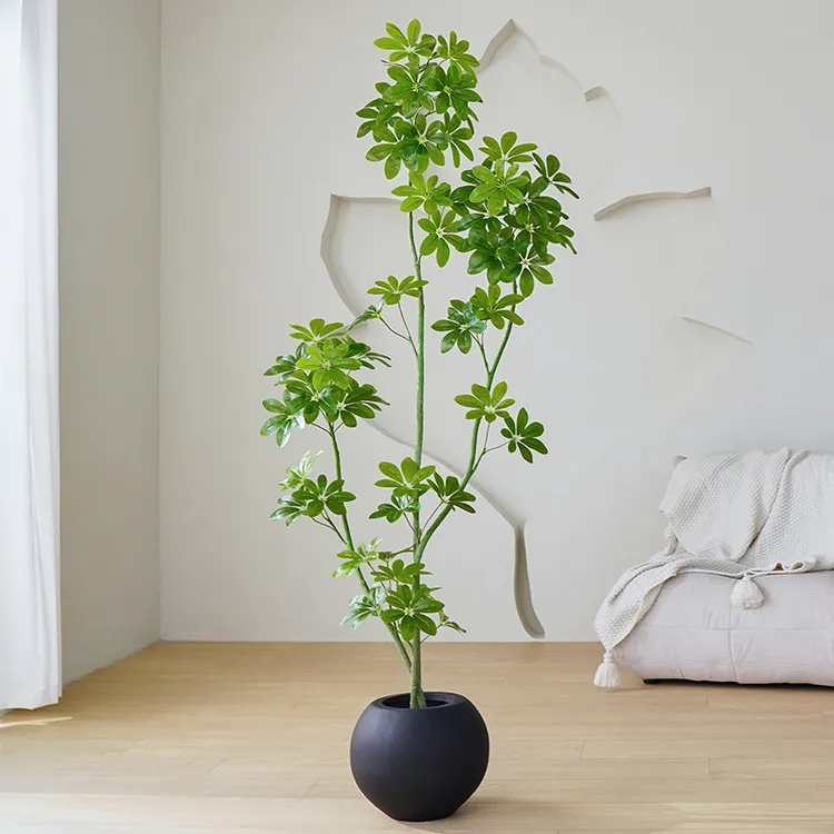 仿真绿植鸭脚木高档装饰品客厅落地大型摆件室内高端轻奢盆栽假树