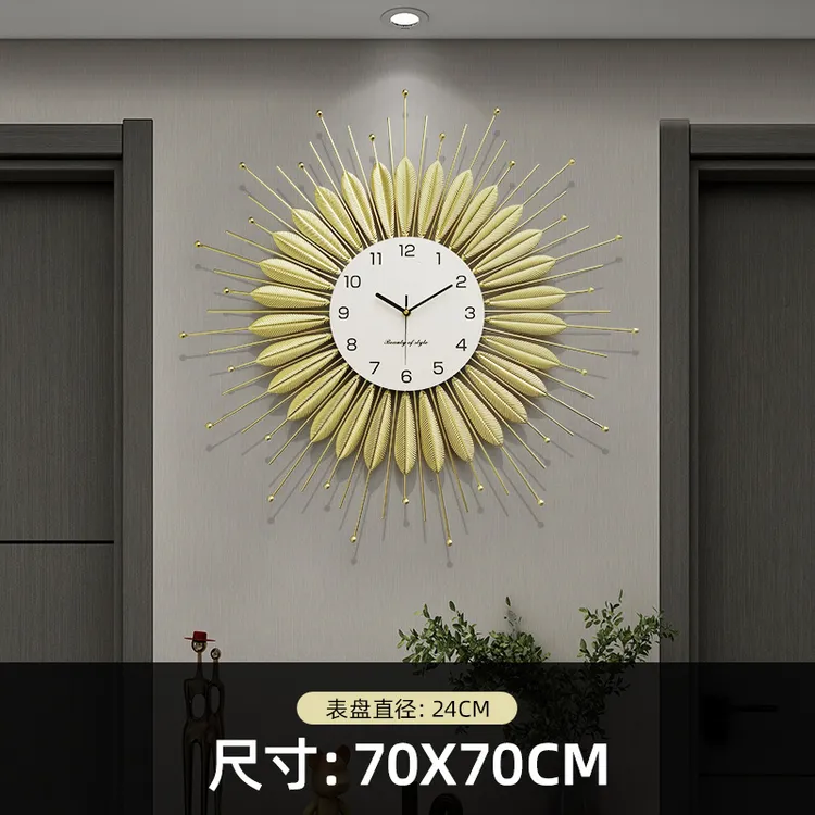 金色麦穗 岁岁平安-创意简约装饰挂钟静音钟表客厅餐厅免打孔时钟