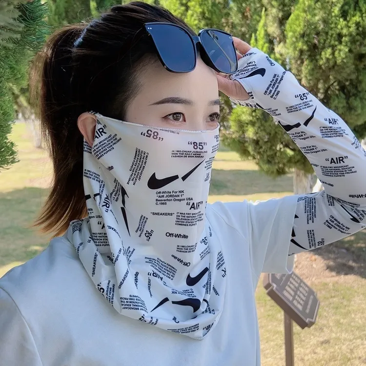 夏季户外骑行防晒防紫外线冰丝冰袖挂耳式护颈面罩