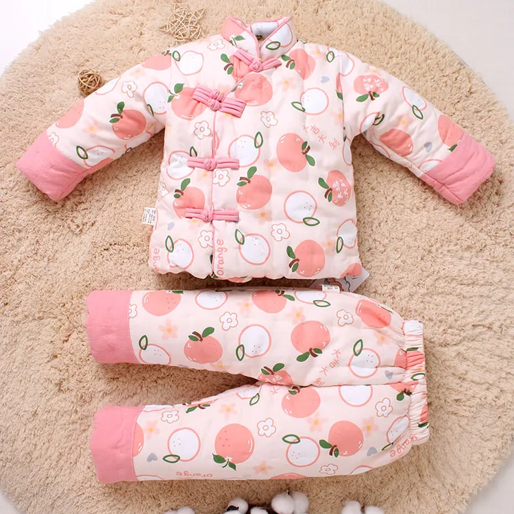 宝宝手工棉衣棉裤棉花套装冬季加厚款男女儿童平腰松紧腰棉大童