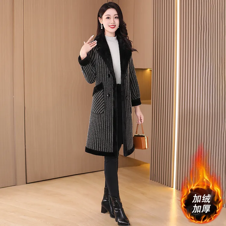 2025年新款女装中长款外套女秋冬2025新款加厚加绒中长濮院上衣