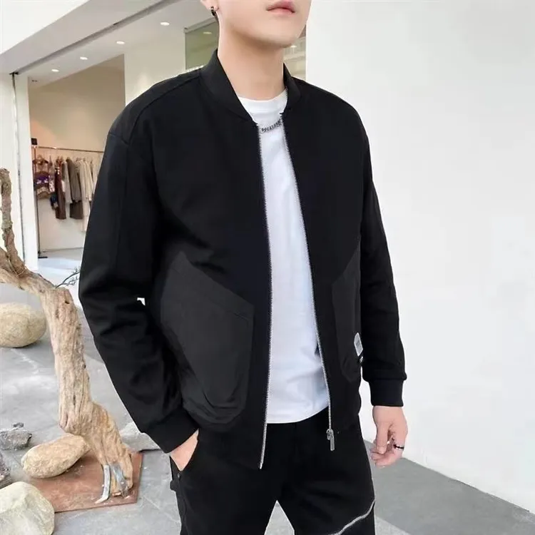 2025春秋季新款百搭慵懒风拼接棒球服薄棉加厚外套飞行男士夹克