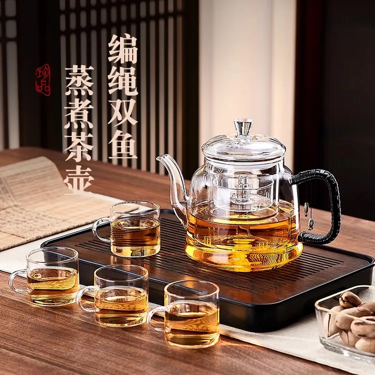 2024新款防爆高硼硅玻璃煮茶壶具电陶炉泡围炉煮茶器家用烧水壶