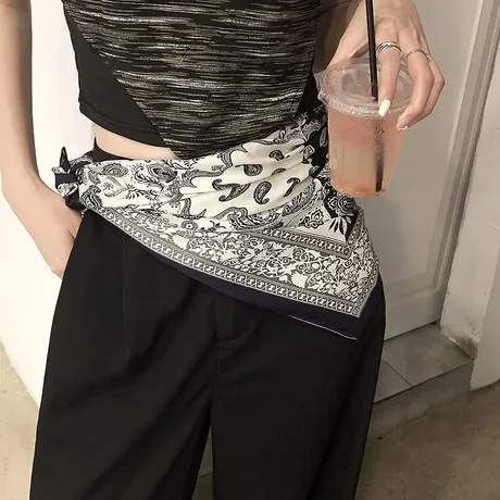 系在腰上丝巾女连衣裙腰间配饰复古腰果花旅游百搭方巾牛仔裤腰带