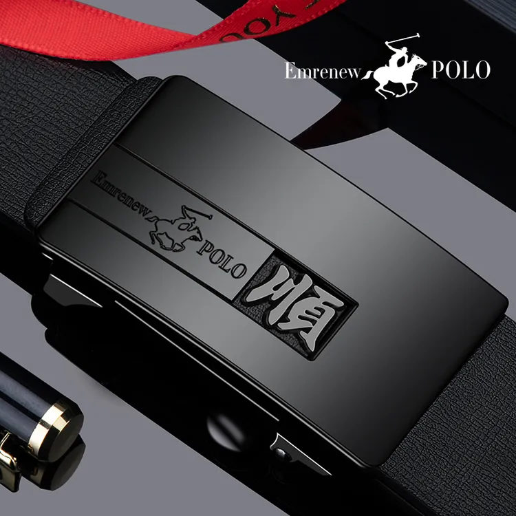 顺字好运潮流男款无牙自动扣内穿真皮腰带商务休闲百搭潮牛皮裤带