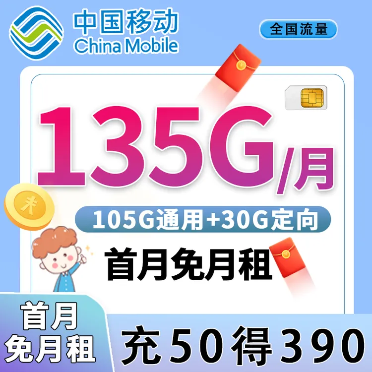 中国移动【官方正品】畅玩大流量不限速不虚标电话卡sim花卡好物卡