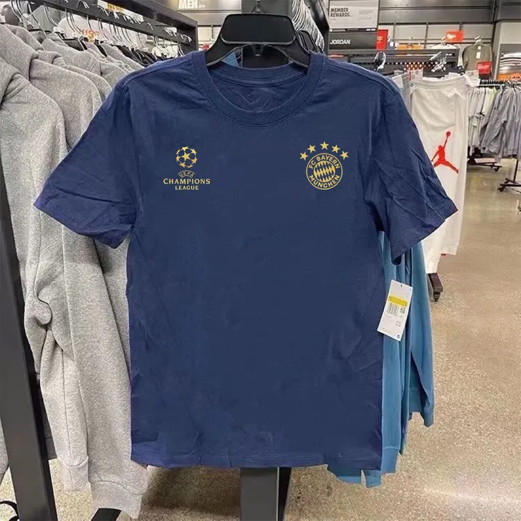 重磅100%纯棉短袖T恤男女欧冠纪念拜仁圆领上衣夏季薄款透气t恤男