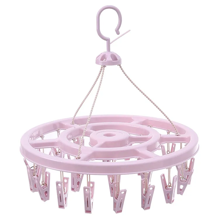 晾衣架圆盘宿舍家用晾袜子神器内衣内裤婴儿多功能12、18、24夹防风