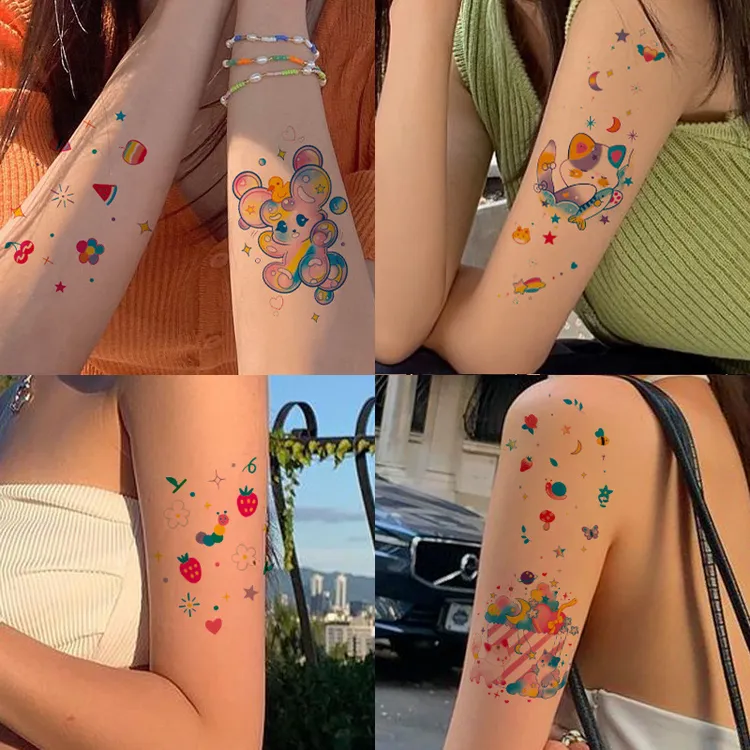 卡通纹身贴女持久防水遮疤遮瑕胸前脖子手臂脚踝可爱蝴蝶纹身贴纸