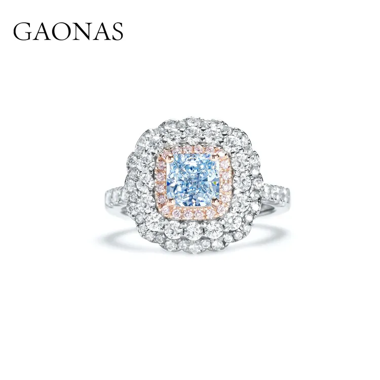 GAONAS 925银合成锆石戒指 时尚经典 蓝粉戒指 LJ31083