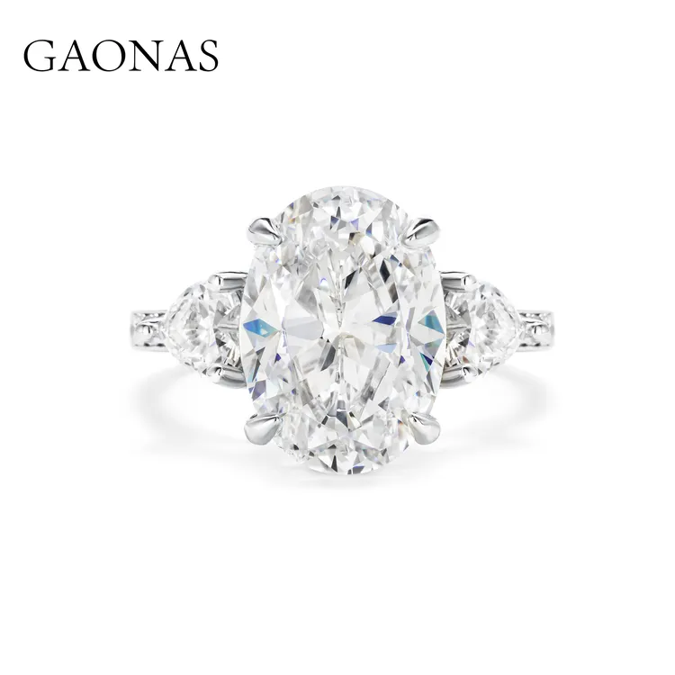 GAONAS 合成锆石戒指 白色鸽子蛋6克拉戒 WJ041200