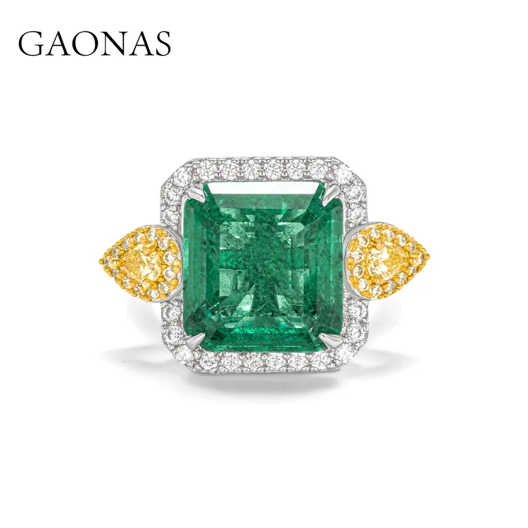GAONAS 925银合成锆石戒指 春季专享黄绿撞色戒指GJ23200