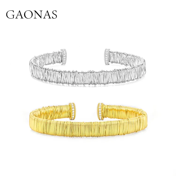 GAONAS 手镯  时尚设计金色银色掐丝手镯 10559SGO