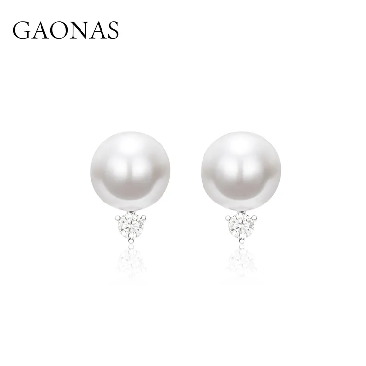 GAONAS 仿珍珠耳饰 轻奢百搭大灯泡白色珠耳钉11760EW