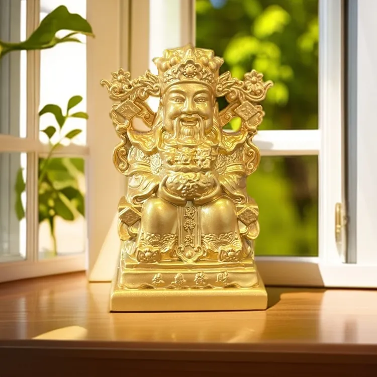 金色笑脸小财神摆件手把件家居办公茶台装饰创意雕刻潮流个性摆件