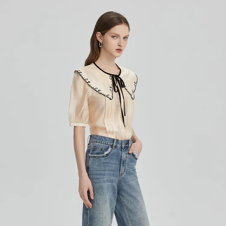 2024新款早中袖娃娃领甜美优雅上衣ERQE6A810