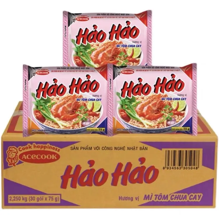 越南特产 mi hao hao 酸辣虾面方便面泡面好好面75x30包