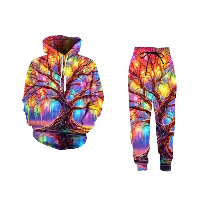 2024春秋热卖款梦幻图案3d印花卫衣男女潮流套头连帽衫