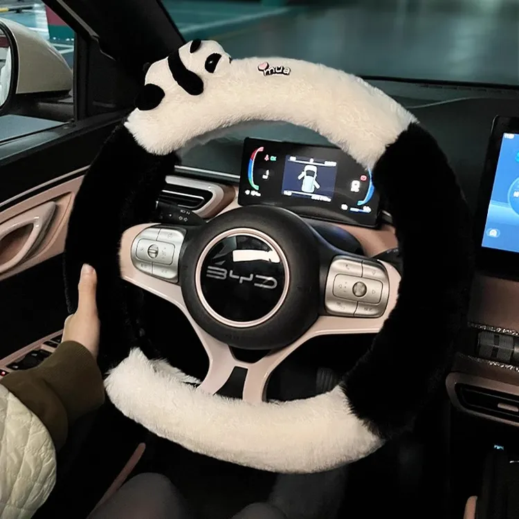比亚迪海鸥海豚汽车方向盘套冬季毛绒uo元plus宋秦把套内饰用品女