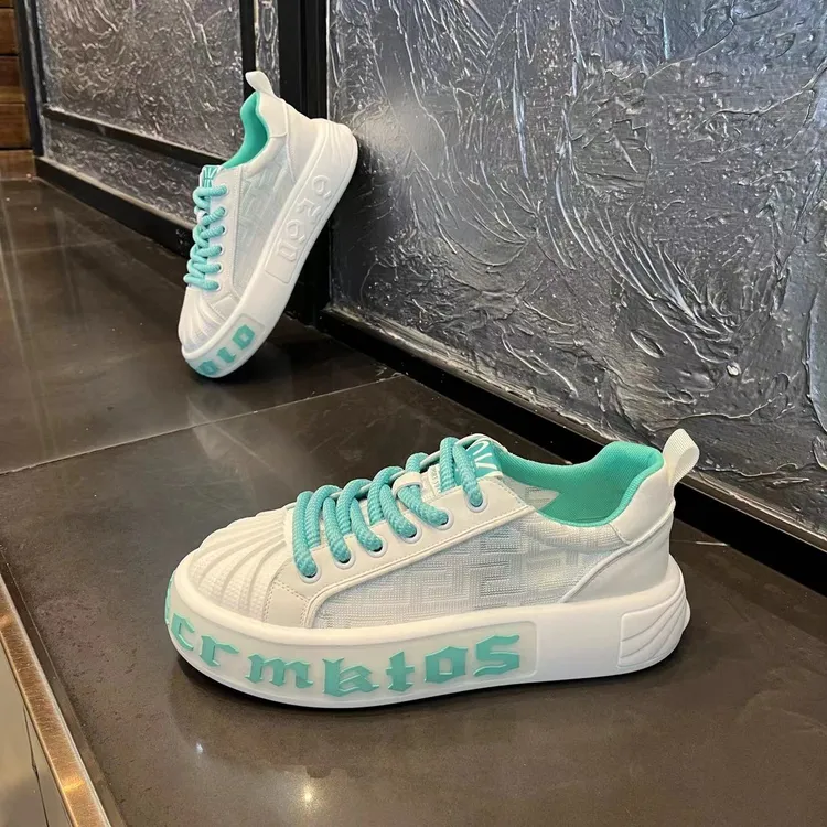 2024夏季新款男士透气薄款字母厚底贝壳头网鞋百搭休闲潮流时尚男