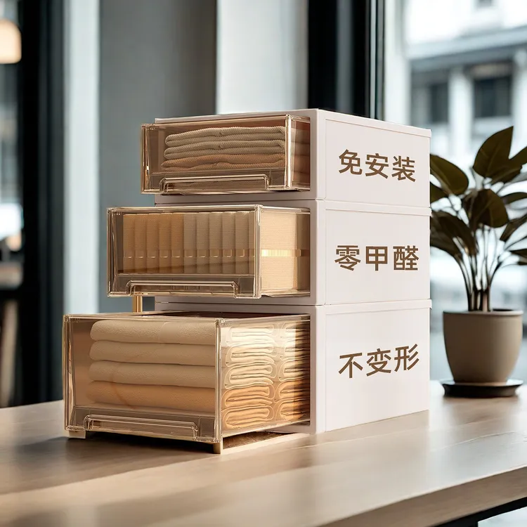 智纳生活【茶色全尺寸】塑料抽屉收纳箱衣柜收纳盒整理储物箱整理箱