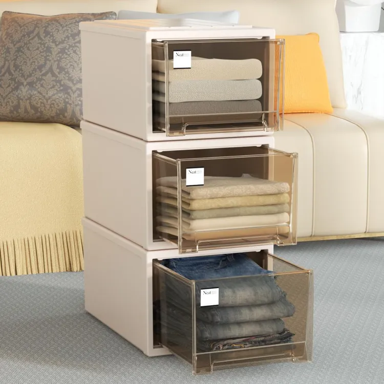 智纳生活【茶色全尺寸】抽屉式衣柜收纳箱塑料家用衣服裤子收纳盒子