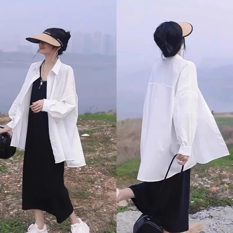 夏装搭配一整套微胖御姐轻熟风休闲背心裙度假风防晒衬衣套装女