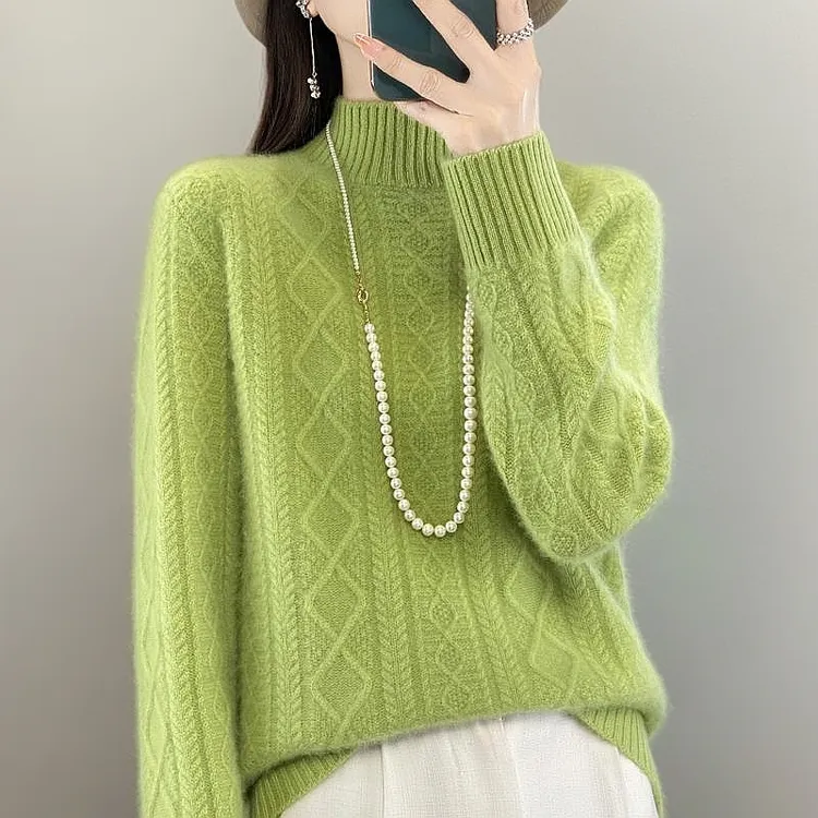 重磅加厚款正品简约通勤羊毛衫女半高领休闲设计感毛衣针织打底衫