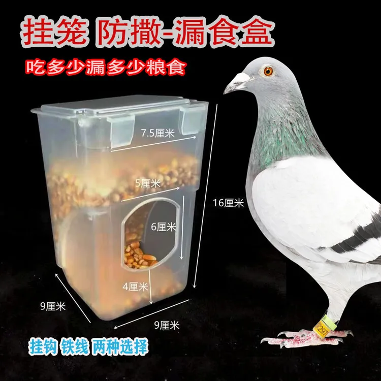 鸽子防撒食槽自动下料器食盒漏食盒挂笼漏食器信鸽赛鸽观赏鸽