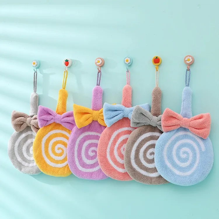 女童棒棒糖擦手巾卡通挂式抹手巾吸水可爱小毛巾速干柔软亲肤加厚