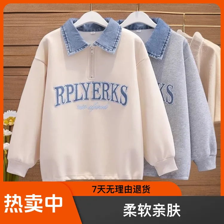 卫衣秋季新款洋气假两件polo衫女童女孩上衣韩版百搭宽松童装裙子