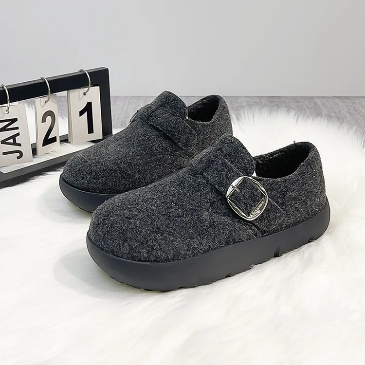 厚底勃肯鞋女2024新款冬季加绒丑萌毛毛鞋时尚百搭保暖棉鞋