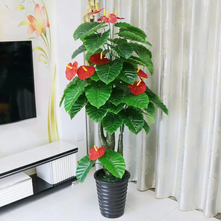 假树红掌仿真花假花盆栽落地大型假枝干摆设客厅室内装饰仿真植物