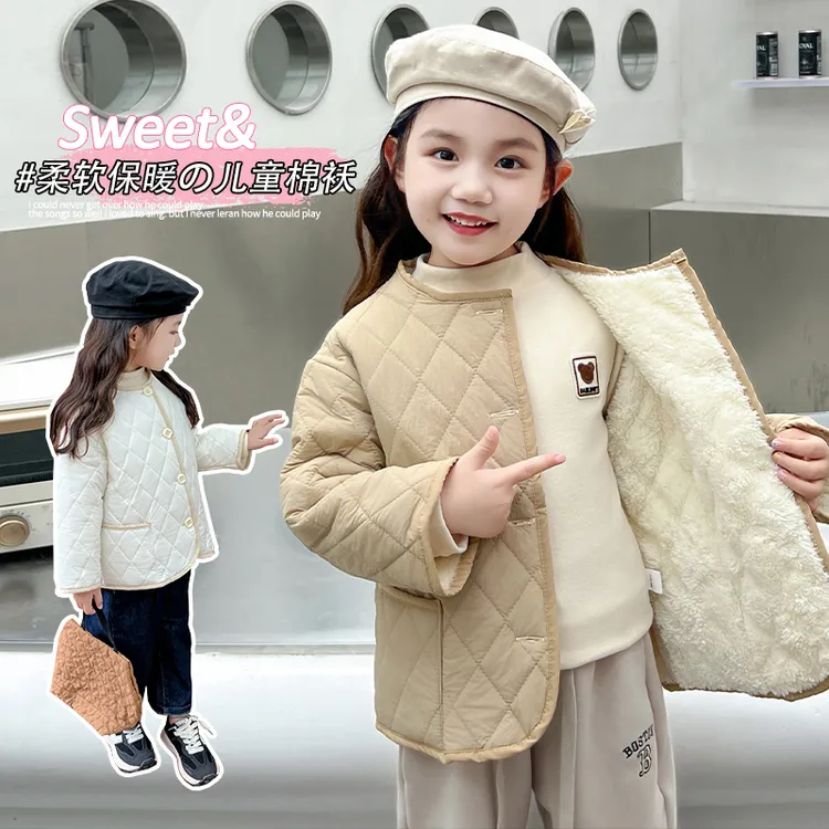 新款女童洋气加绒外套儿童时尚棉服宝宝秋冬保暖棉袄上衣外穿