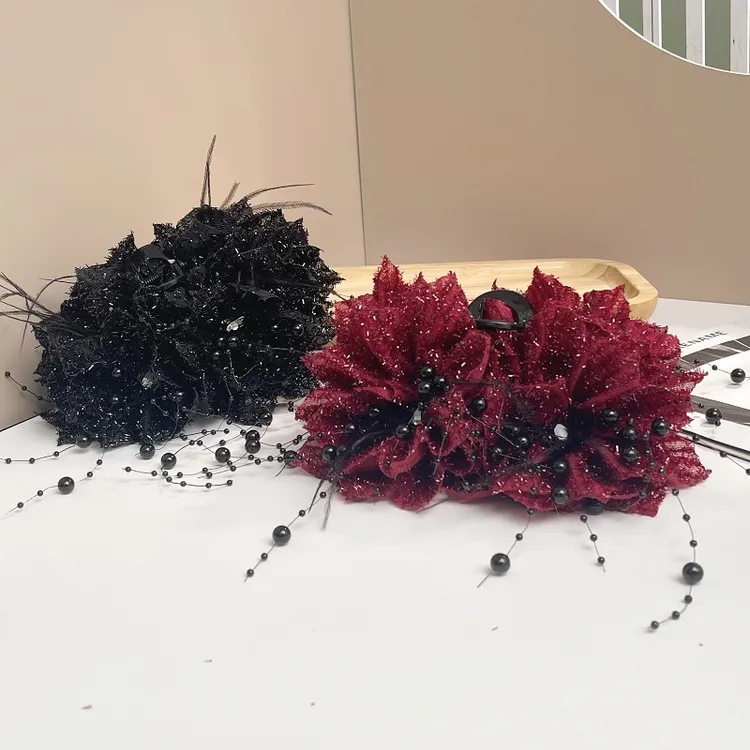 韩式复古港风闪亮花朵抓夹网红百搭时尚大版鲨鱼夹显发量头饰发夹