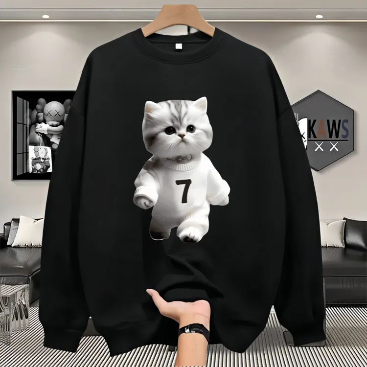 纯棉长袖卫衣男士秋季新款恤打底衫休闲个性小众透气百搭上衣ins