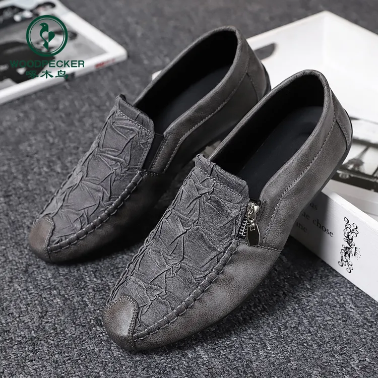 啄木鸟男鞋夏季新款豆豆鞋男款透气韩版百搭皮鞋男士休闲鞋软底鞋