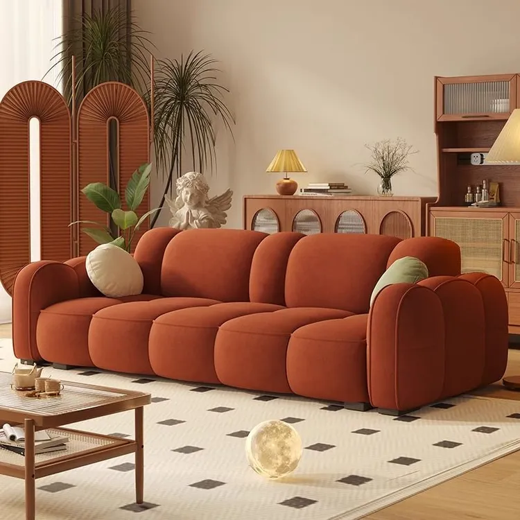 饼干沙发法式复古风家用客厅小户型设计师新作直排2024款布艺沙发