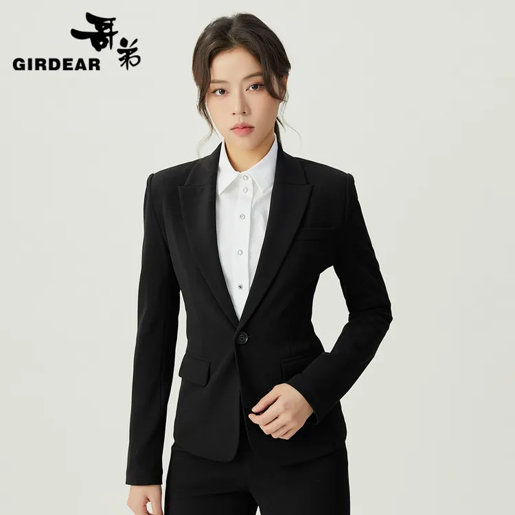 哥弟新款女装气质长袖修身收腰西装通勤外套女款薄款1400757